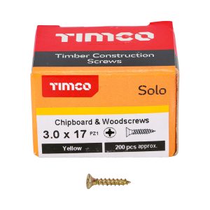 Solo Chipboard & Woodscrews 3.0 x 17 (200 Pieces)