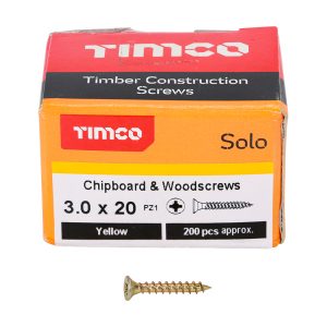 Solo Chipboard & Woodscrews 3.0 x 20 (200 Pieces)