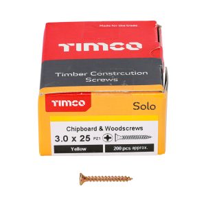 Solo Chipboard & Woodscrews 3.0 x 25 (200 Pieces)