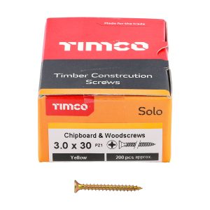 Solo Chipboard & Woodscrews 3.0 x 30 (200 Pieces)