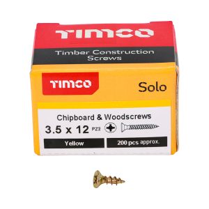 Solo Chipboard & Woodscrews 3.5 x 12 (200 Pieces)