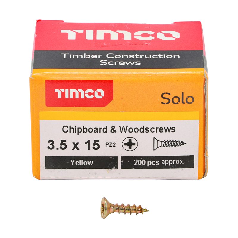 Solo Chipboard & Woodscrews 3.5 x 15 (200 Pieces)
