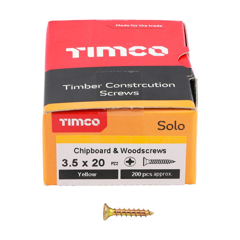 Solo Chipboard & Woodscrews 3.5 x 20 (200 Pieces)