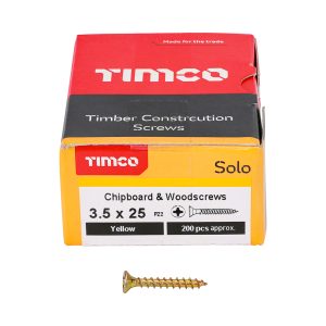 Solo Chipboard & Woodscrews 3.5 x 25 (200 Pieces)