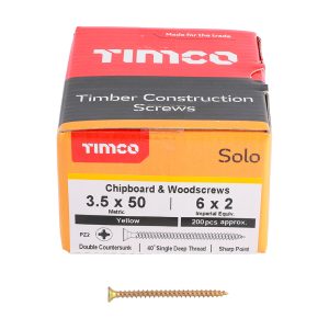 Solo Chipboard & Woodscrews 3.5 x 50 (200 Pieces)