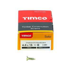 Solo Chipboard & Woodscrews 4.0 x 15 (200 Pieces)