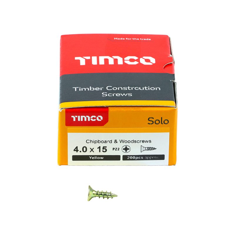 Solo Chipboard & Woodscrews 4.0 x 15 (200 Pieces)