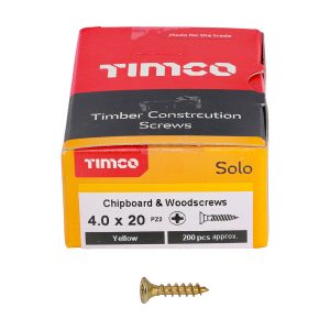 Solo Chipboard & Woodscrews 4.0 x 20 (200 Pieces)
