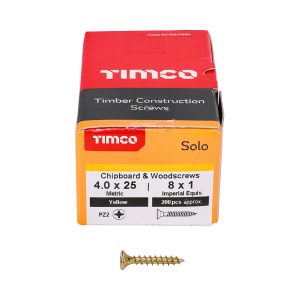 Solo Chipboard & Woodscrews 4.0 x 25 (200 Pieces)