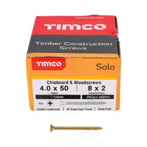Solo Chipboard & Woodscrews 4.0 x 50 (200 Pieces)