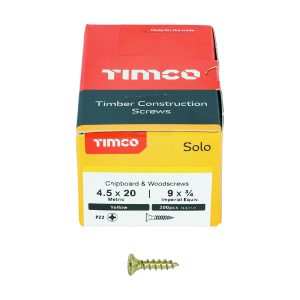 Solo Chipboard & Woodscrews 4.5 x 20 (200 Pieces)