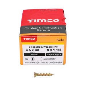 Solo Chipboard & Woodscrews 4.5 x 30 (200 Pieces)