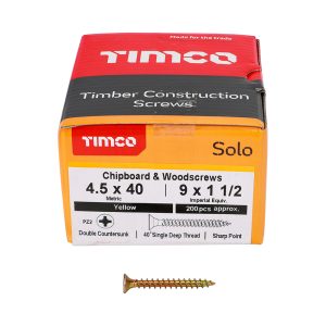 Solo Chipboard & Woodscrews 4.5 x 40 (200 Pieces)