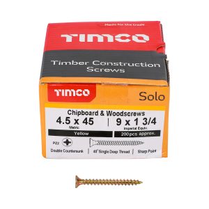 Solo Chipboard & Woodscrews 4.5 x 45 (200 Pieces)