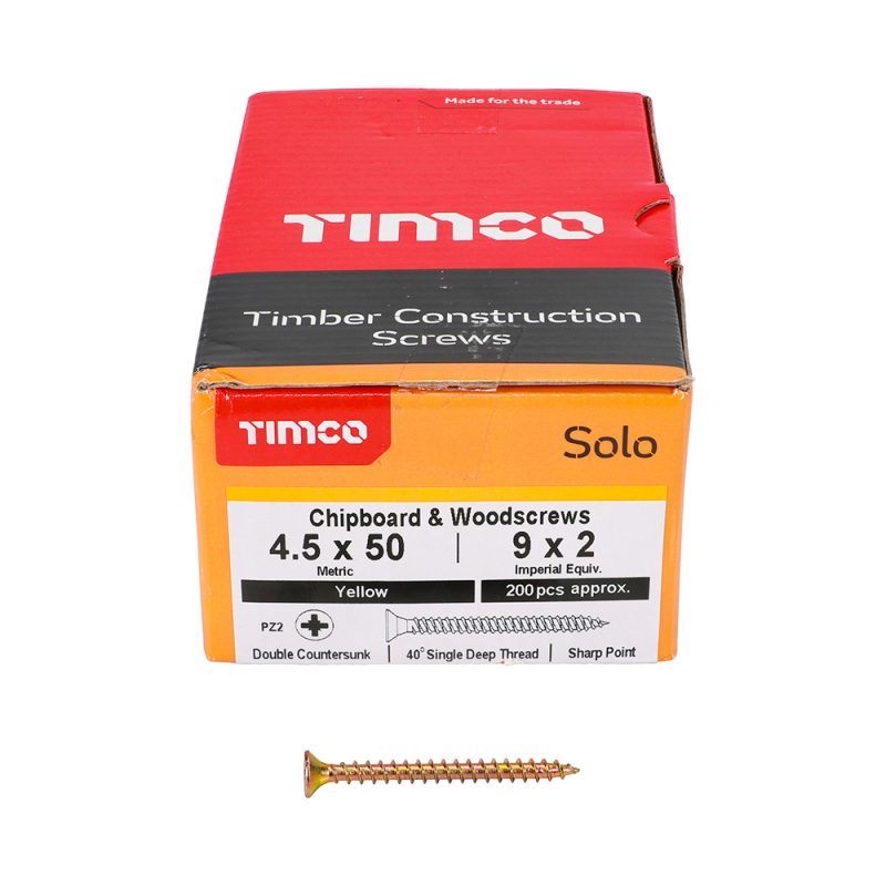 Solo Chipboard & Woodscrews 4.5 x 50 (200 Pieces)