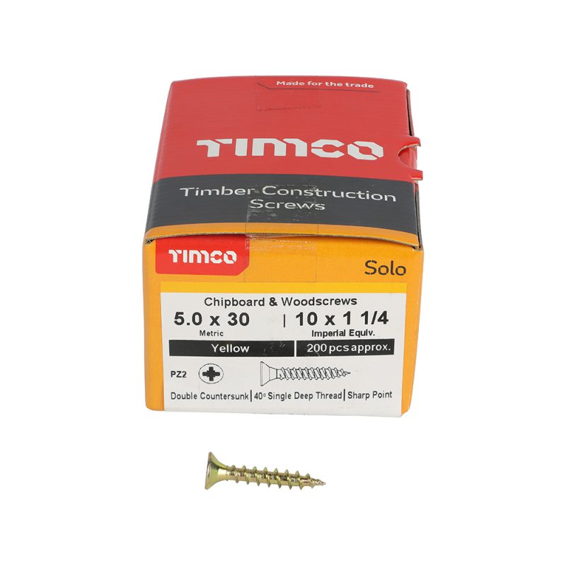 Solo Chipboard & Woodscrews 5.0 x 30 (200 Pieces)