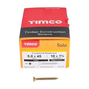 Solo Chipboard & Woodscrews 5.0 x 45 (200 Pieces)