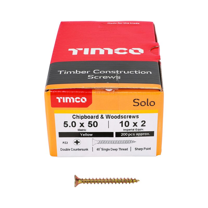 Solo Chipboard & Woodscrews 5.0 x 50 (200 Pieces)