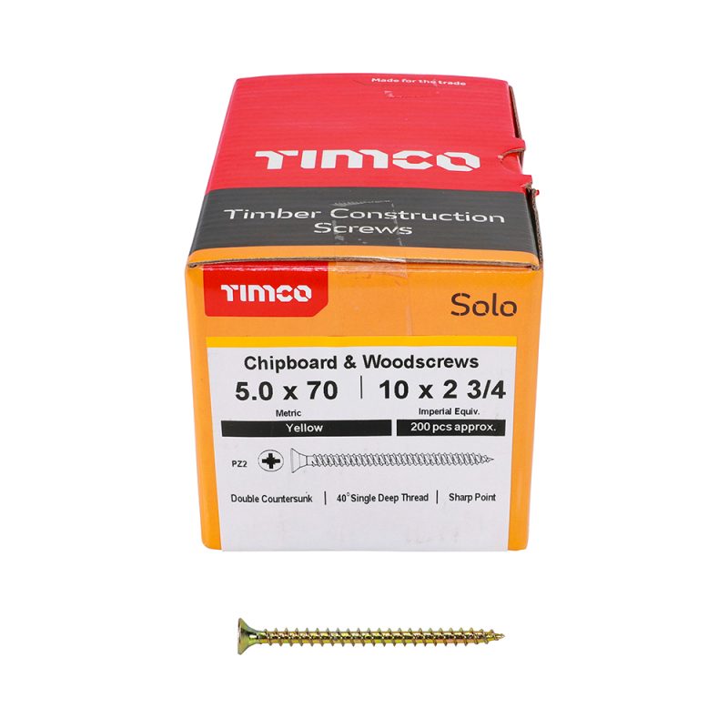 Solo Chipboard & Woodscrews 5.0 x 70 (200 Pieces)
