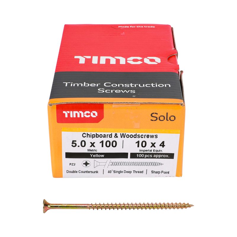 Solo Chipboard & Woodscrews 5.0 x 100 (100 Pieces)