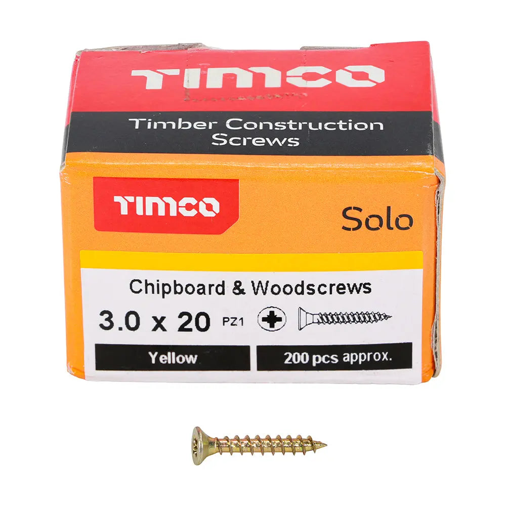 Solo Chipboard & Woodscrews  3.0 x 20 tstrade