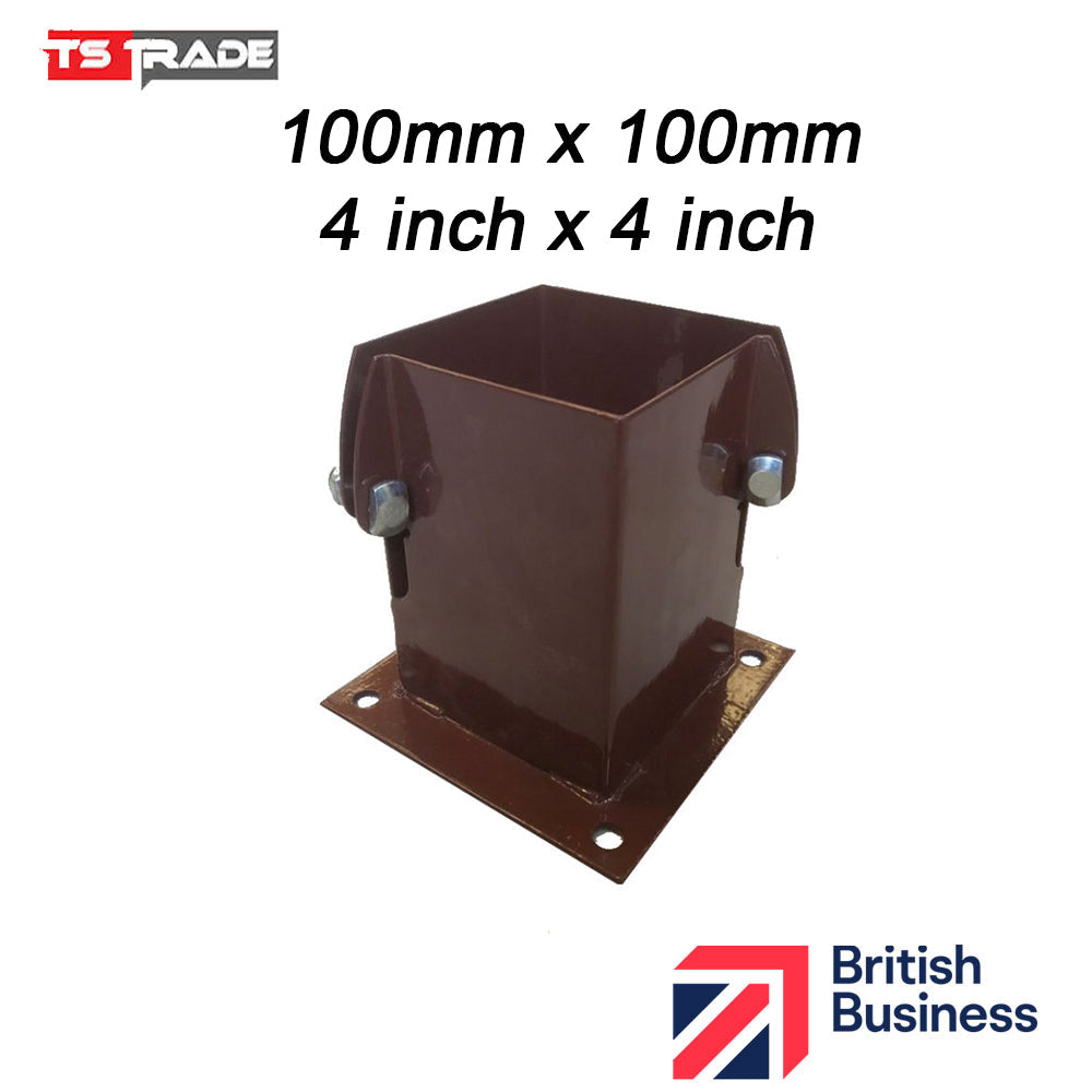 fence post bolt down shoe 100mm x 100mm tstrade