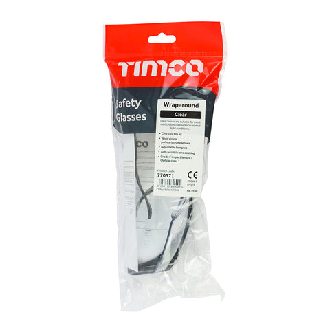 Wraparound Safety Glasses  Clear