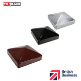 METAL FENCE POST CAPS | Oxide Red / Zinc Dip Galvanised / Epoxy Black-ALL SIZES tstrade