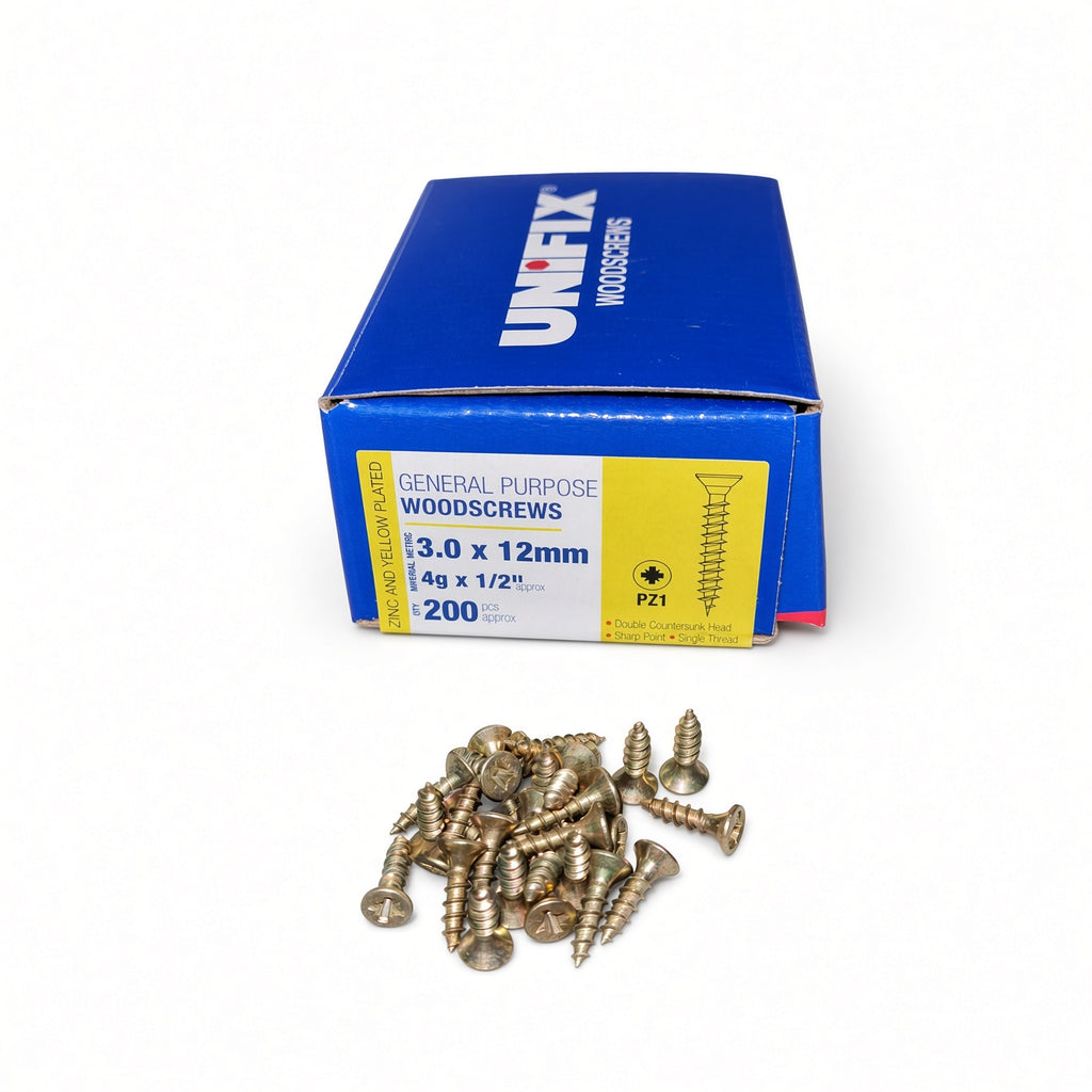 Woodscrews Pozi Csk Head ZYP CE - 3.0 x 12mm