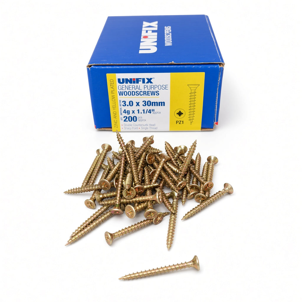 Woodscrews Pozi Csk Head ZYP 3.0 x 30mm