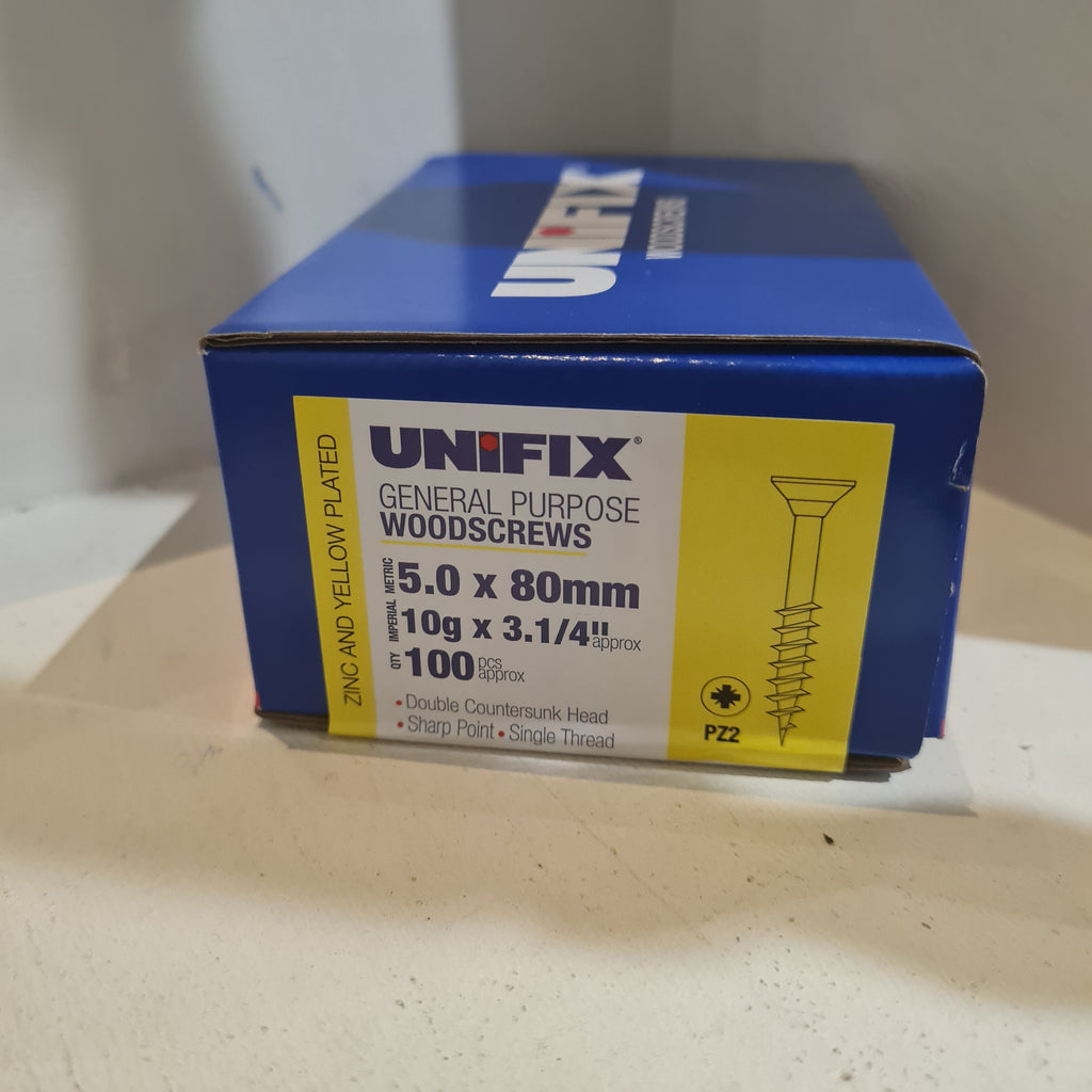General Purpose Woodscrews Pozi Head  5.0 x 80mm unifix