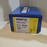 General Purpose Woodscrews Pozi Head  5.0 x 80mm unifix
