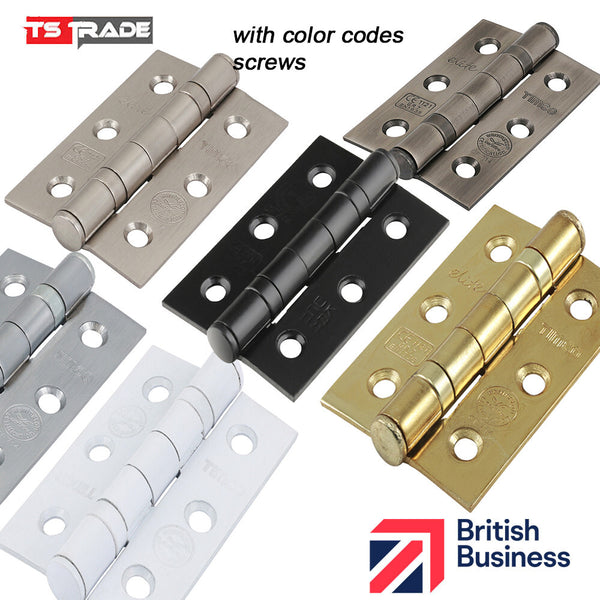 Internal Door Hinges Ball Bearing Fire Doors 3 inch 75mm Suit Pair & SCREWS