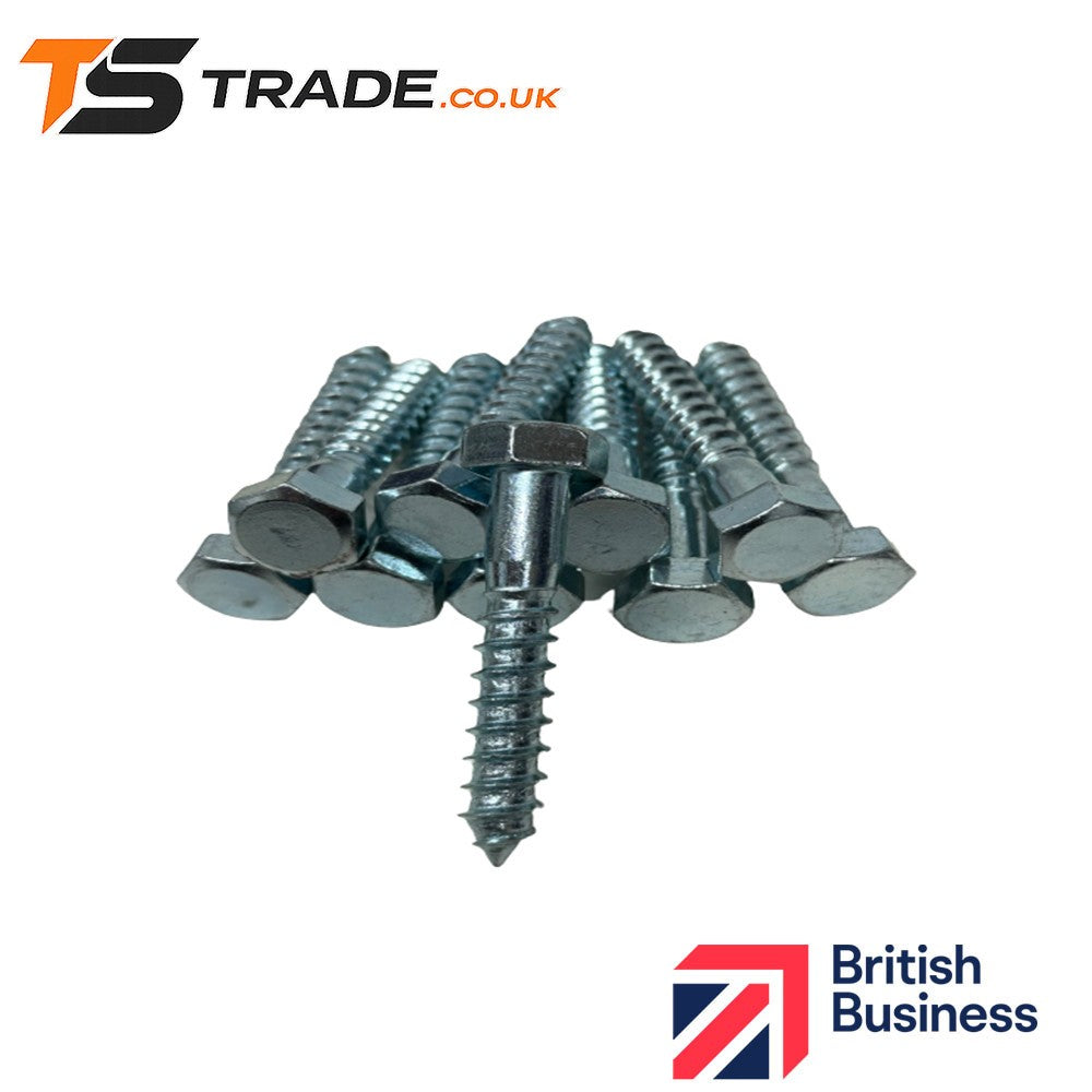 M6 M8 M10 COACH SCREWS HEXAGON HEAD WOOD SCREW LAG BOLTS ZINC PLATED ALL SIZES