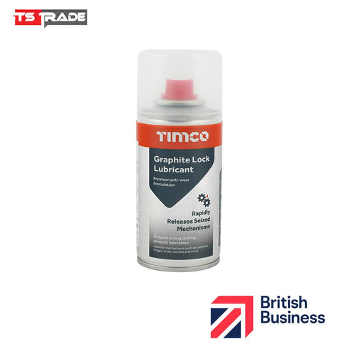Timco Graphite Lock Lubricant Spray 80ml -Lock Oil for Padlocks, Hinges, Latches