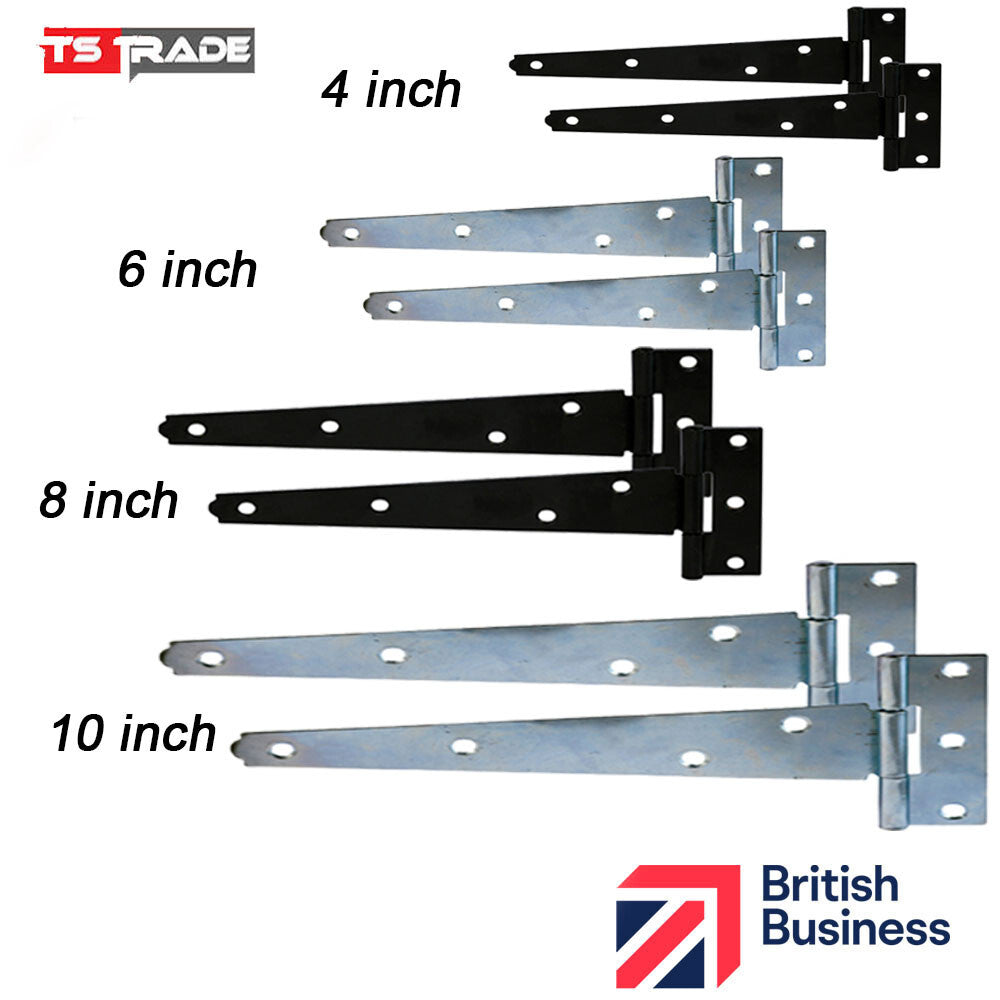 TEE HINGES Small-Large Outdoor Stable Door garden Gate Shed Metal T Hinge Pair