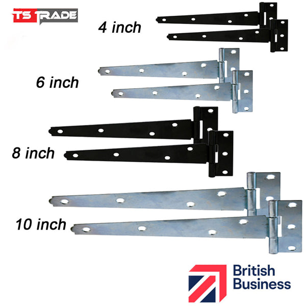TEE HINGES Small-Large Outdoor Stable Door garden Gate Shed Metal T Hinge Pair