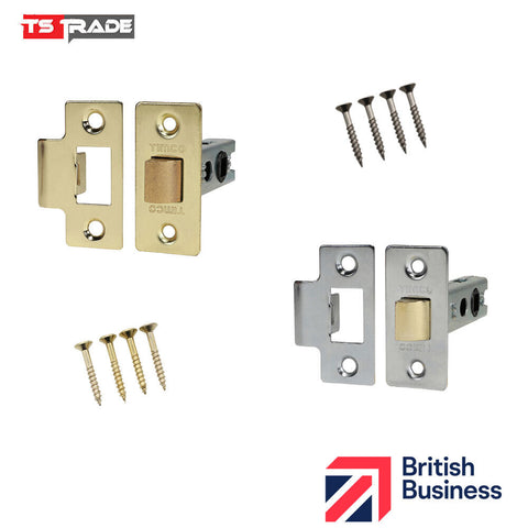 Tubular Latch Mortice Door Catch Lock 64mm -78mm (67-79mm case)+Faceplate, Screw