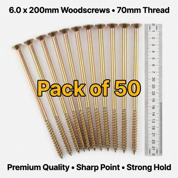 Woodscrews Pozi Csk 6.0 x 200mm  countersunk tstrade