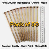 Woodscrews Pozi Csk 6.0 x 200mm  countersunk