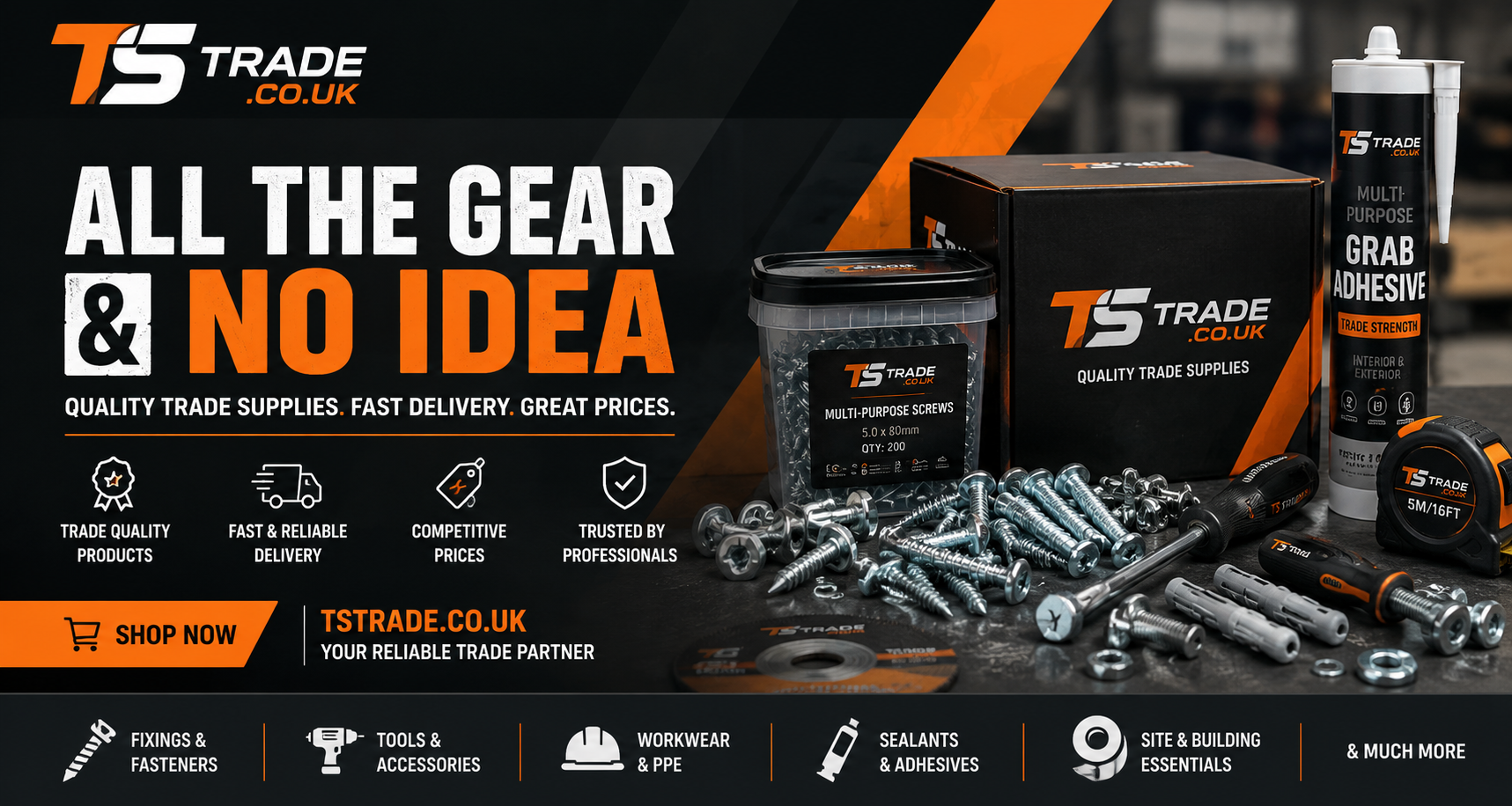 TS Trade — All the gear and no idea. Quality trade supplies, fast delivery, great prices.